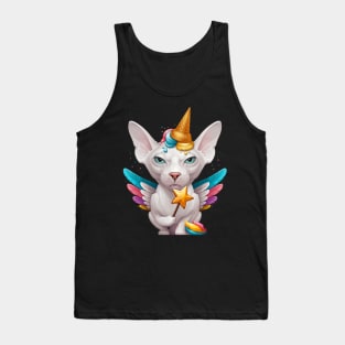 White Sphynx Cat Ice Cream Unicorn Tank Top